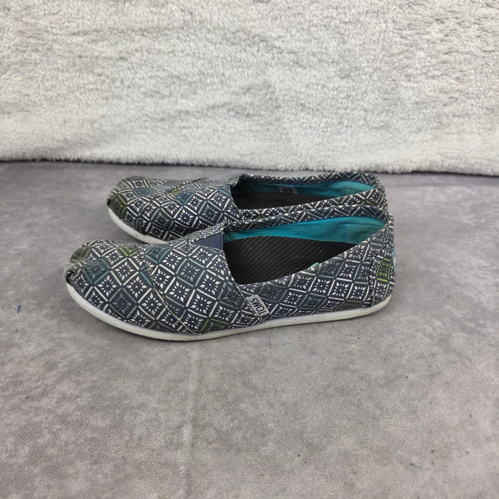 RBX Active Womens Slip On Flats Navy Teal Geometric Print Alpargata Shoes